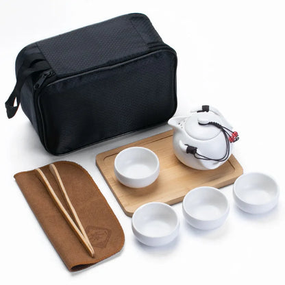 New tea cups white Ceramic cup set clay cup pu er tea tols kung fu teapot tea cup Travel bag Free shipping