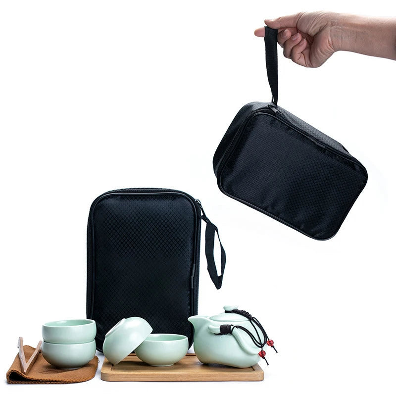 New tea cups white Ceramic cup set clay cup pu er tea tols kung fu teapot tea cup Travel bag Free shipping