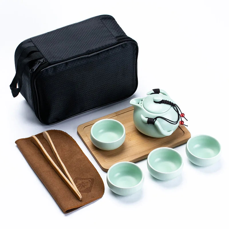 New tea cups white Ceramic cup set clay cup pu er tea tols kung fu teapot tea cup Travel bag Free shipping