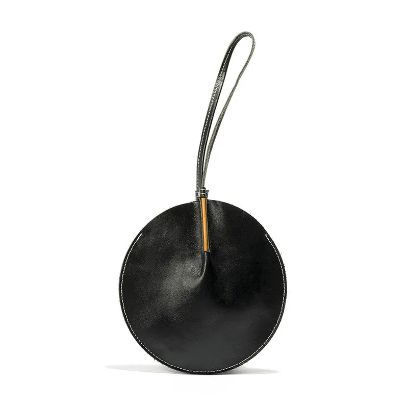 New vintage cowhide handmade women's bag shell shape personality small round bag trend mobile phone arm in arm handbag