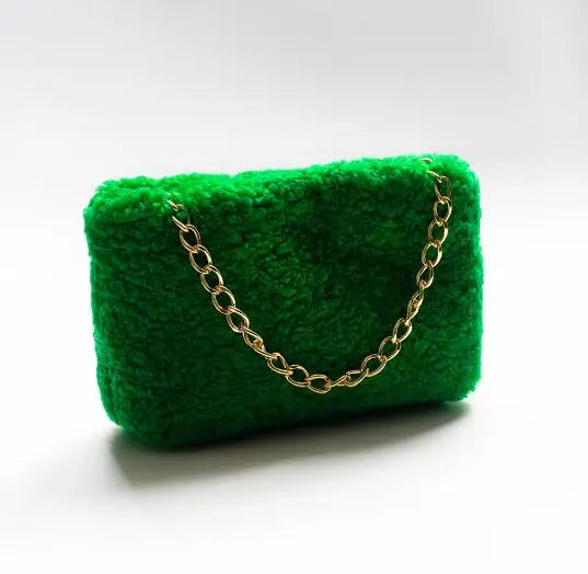 New women's bag lamb fur small bag winter hot sale crossbody bag real luxury fur bag can be carried