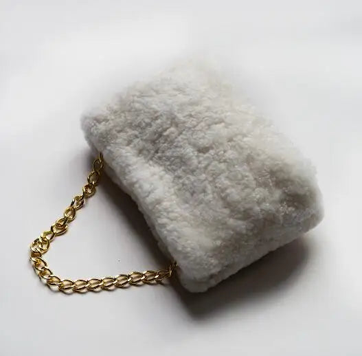 New women's bag lamb fur small bag winter hot sale crossbody bag real luxury fur bag can be carried