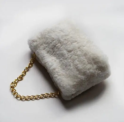 New women's bag lamb fur small bag winter hot sale crossbody bag real luxury fur bag can be carried