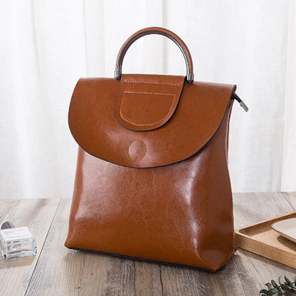 New women's leather bag 2023 summer new street trend luggage leather Guard against theft backpack