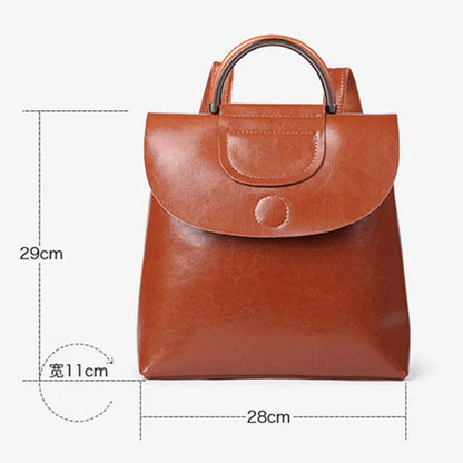 New women's leather bag 2023 summer new street trend luggage leather Guard against theft backpack