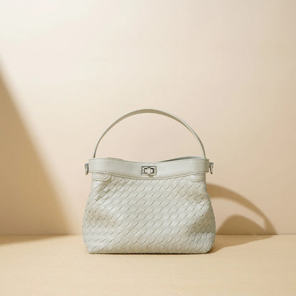 New woven leather bucket bag 2024 portable crossbody bag