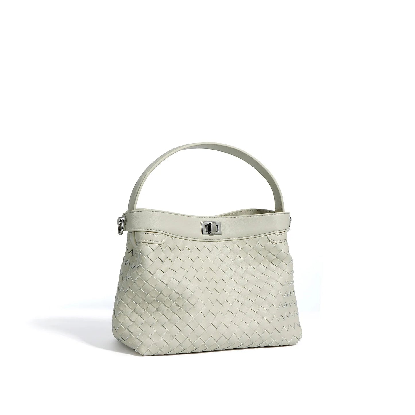 New woven leather bucket bag 2024 portable crossbody bag