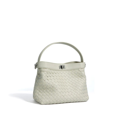 New woven leather bucket bag 2024 portable crossbody bag