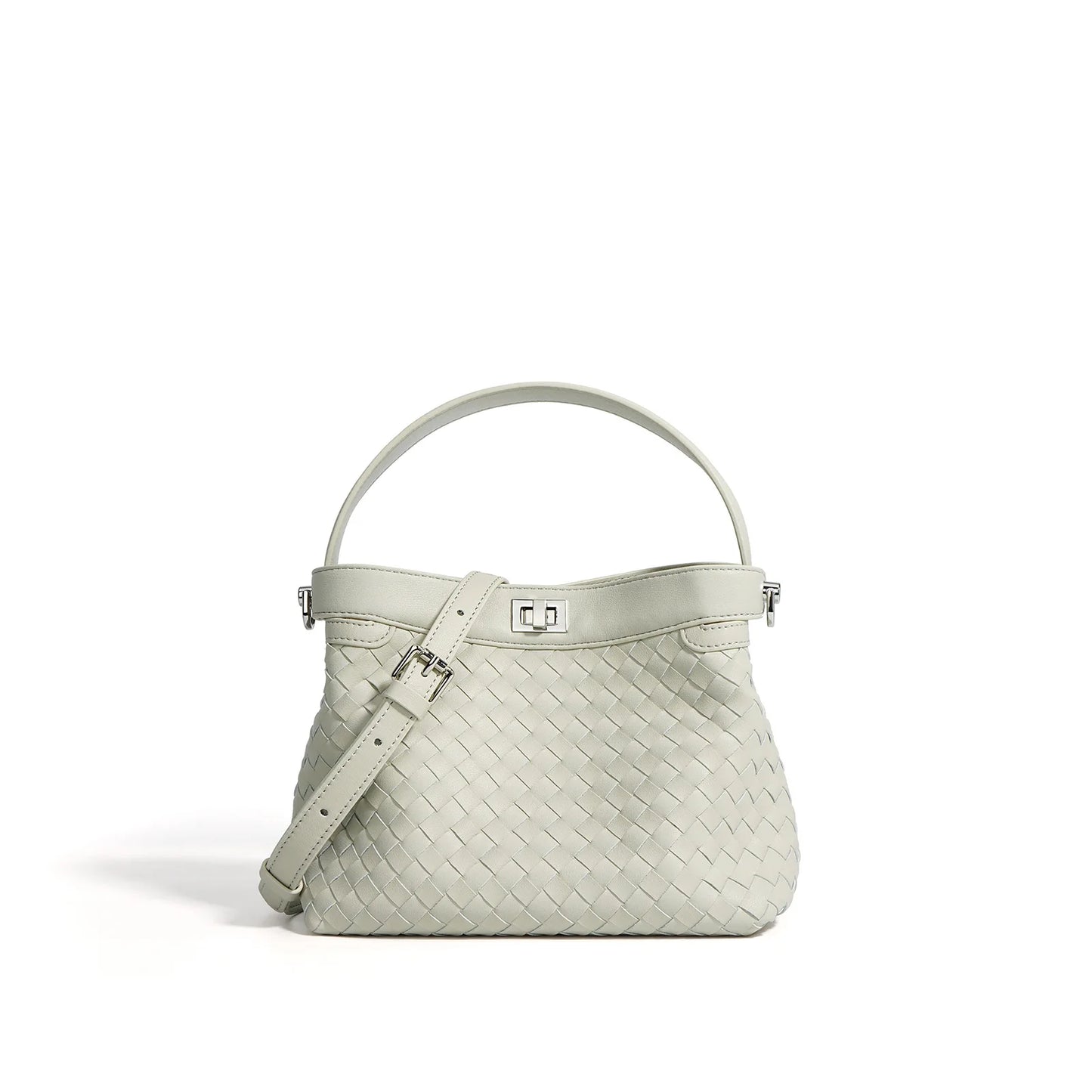 New woven leather bucket bag 2024 portable crossbody bag