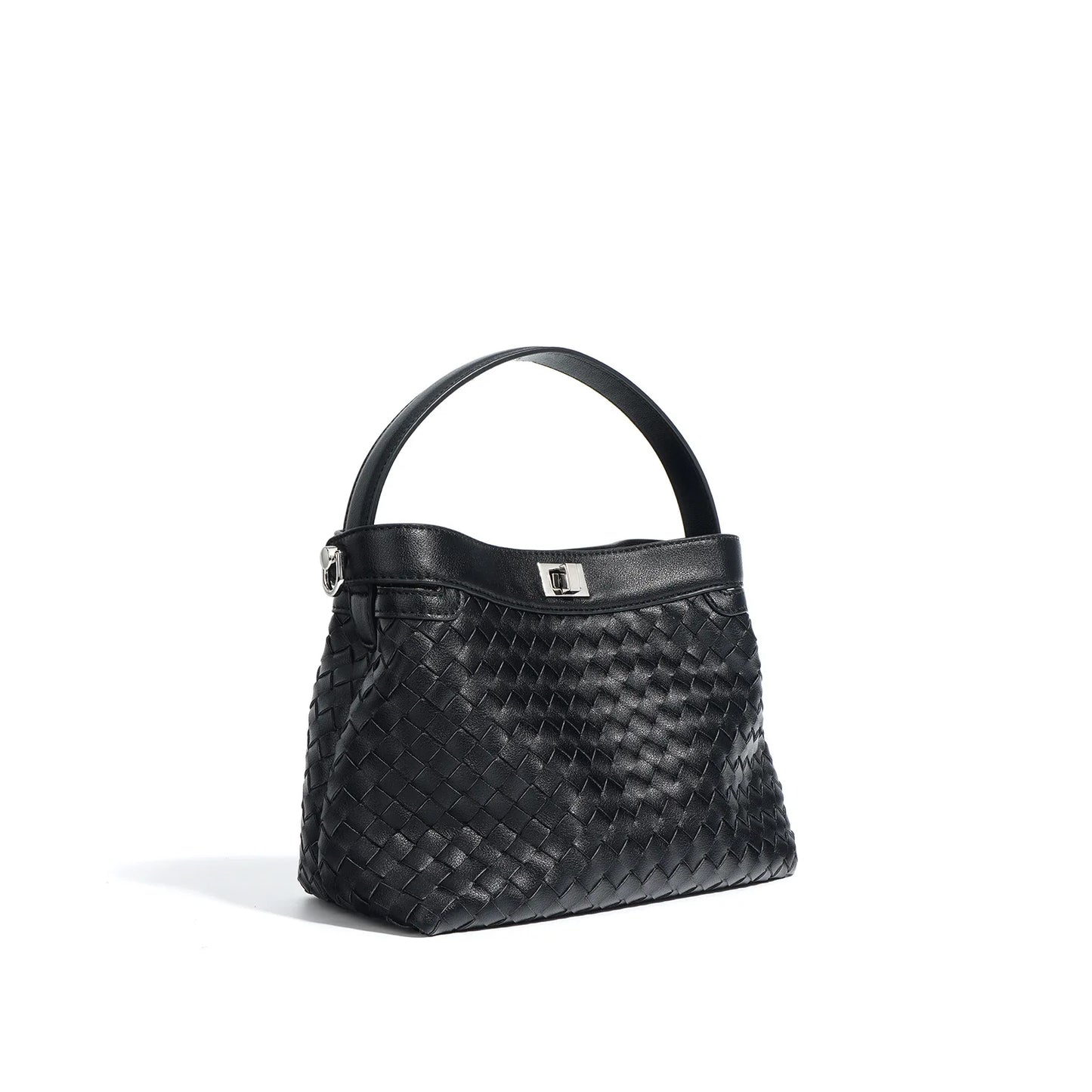 New woven leather bucket bag 2024 portable crossbody bag