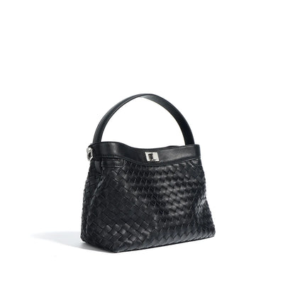 New woven leather bucket bag 2024 portable crossbody bag