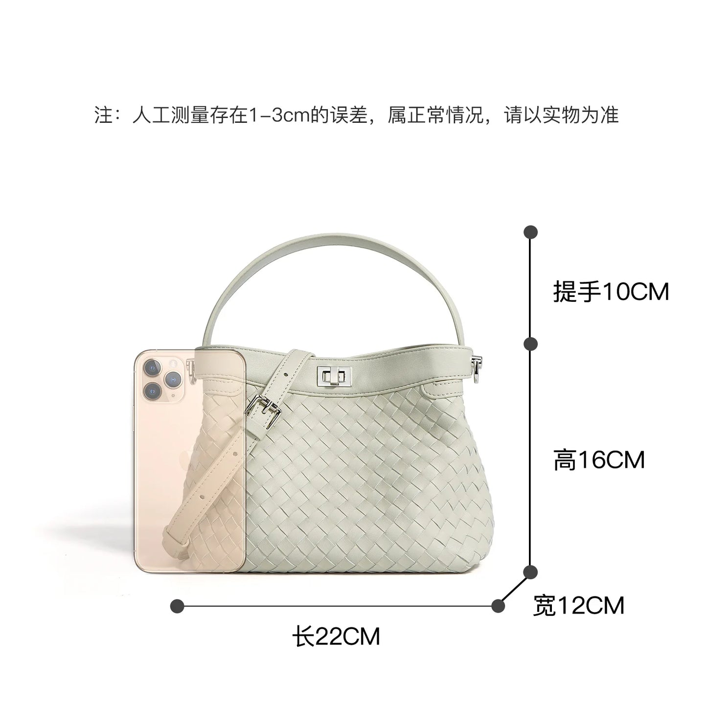 New woven leather bucket bag 2024 portable crossbody bag