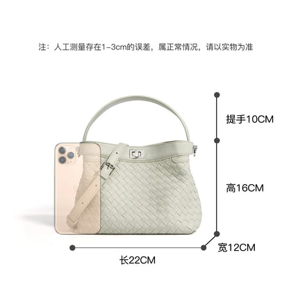 New woven leather bucket bag 2024 portable crossbody bag