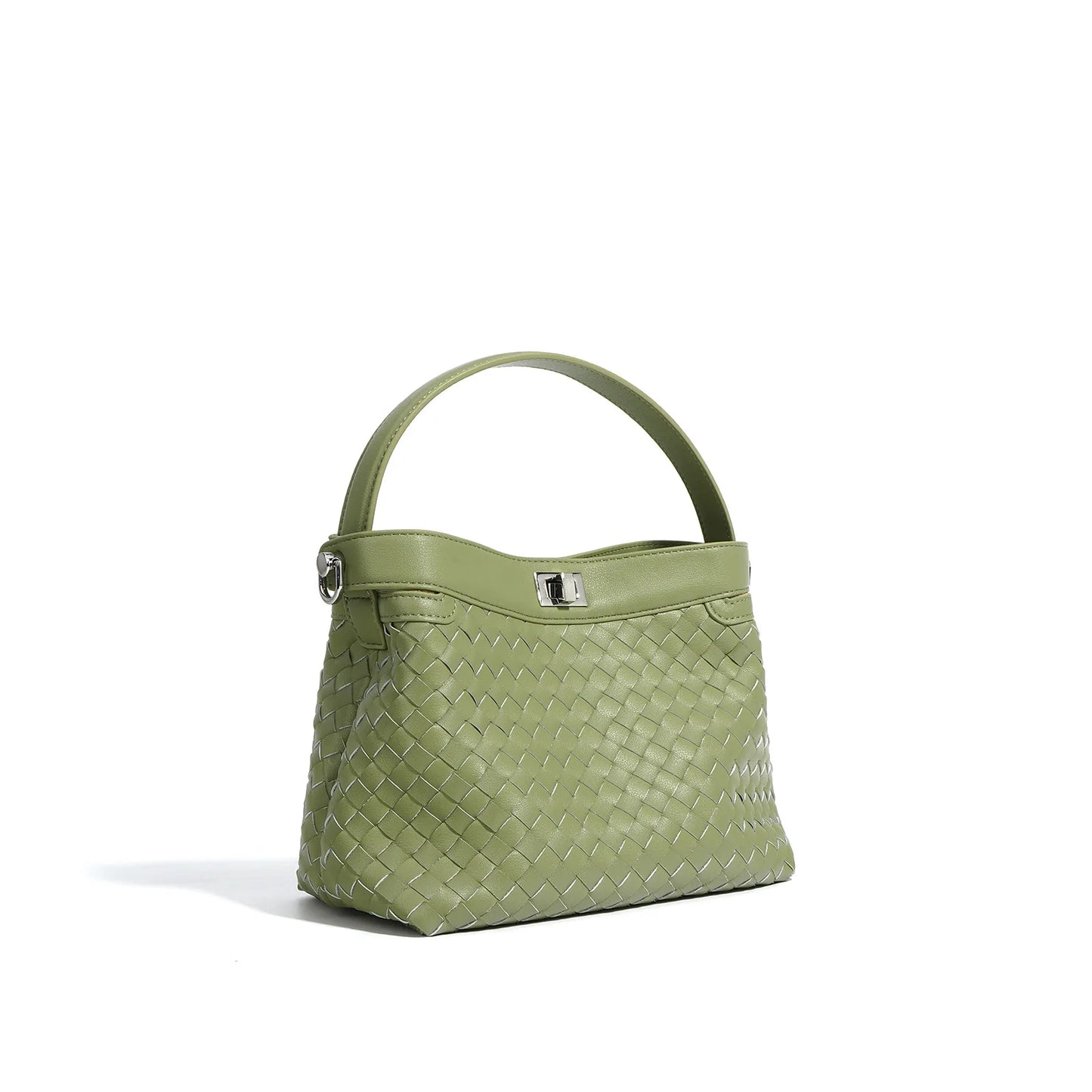 New woven leather bucket bag 2024 portable crossbody bag