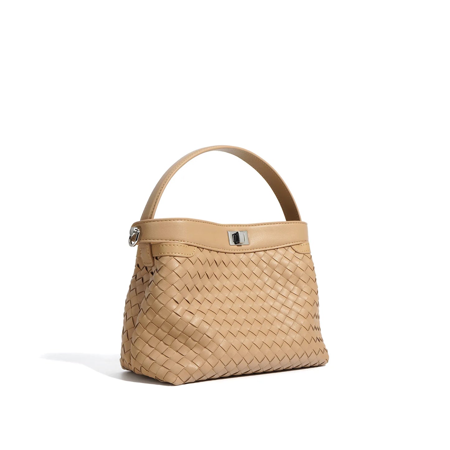 New woven leather bucket bag 2024 portable crossbody bag
