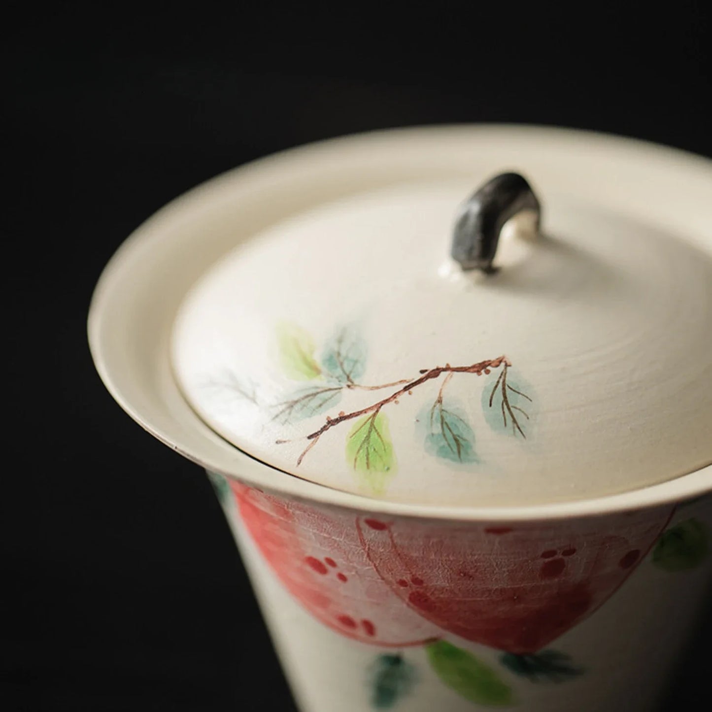 New150ml Fresh and Refined Tea Tureen Hand Painted Pink Peach Gaiwan Teacup Covered Bowl Tea Maker Household Kung Fu Teaset