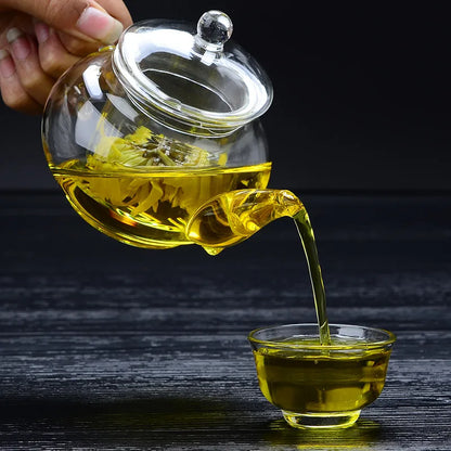 Newest Filterable Heat-resistant Glass Teapot Double Wall or With Stainless Steel Spring Teapot Clear Glass Tea Pot