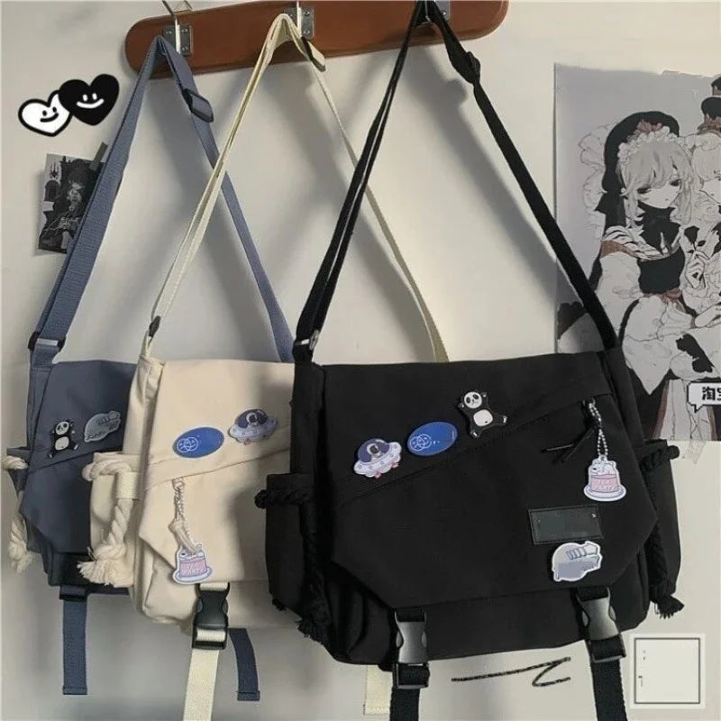 Newest Nylon Handbags Shoulder Large Capacity Crossbody s Teenager Girls Men Harajuku Messenger Student School Bags