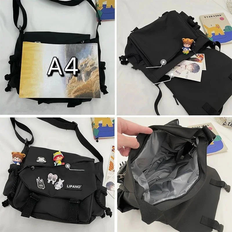 Newest Nylon Handbags Shoulder Large Capacity Crossbody s Teenager Girls Men Harajuku Messenger Student School Bags