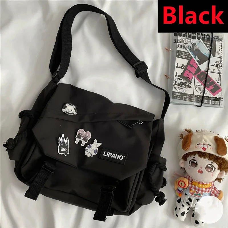Newest Nylon Handbags Shoulder Large Capacity Crossbody s Teenager Girls Men Harajuku Messenger Student School Bags