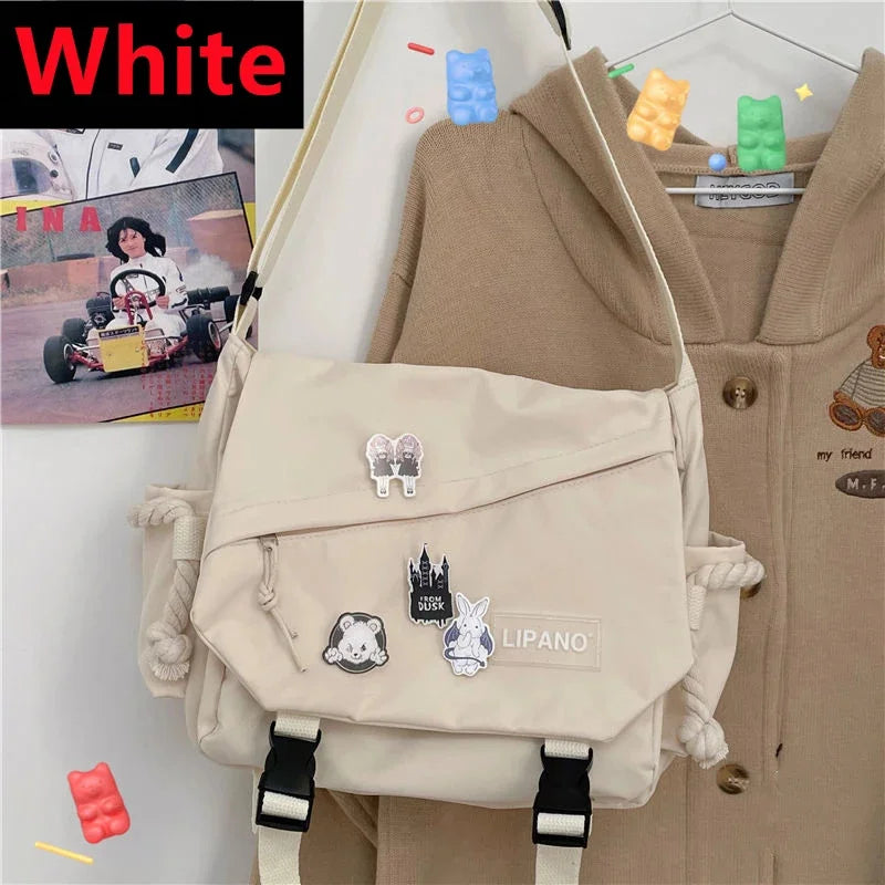 Newest Nylon Handbags Shoulder Large Capacity Crossbody s Teenager Girls Men Harajuku Messenger Student School Bags