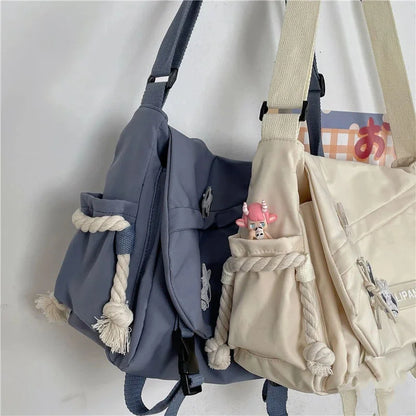 Newest Nylon Handbags Shoulder Large Capacity Crossbody s Teenager Girls Men Harajuku Messenger Student School Bags