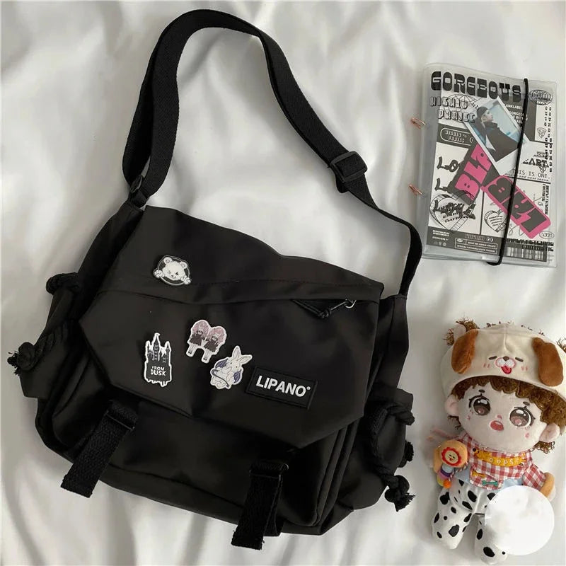 Newest Nylon Handbags Shoulder Large Capacity Crossbody s Teenager Girls Men Harajuku Messenger Student School Bags