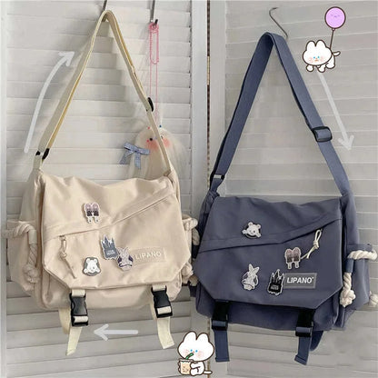 Newest Nylon Handbags Shoulder Large Capacity Crossbody s Teenager Girls Men Harajuku Messenger Student School Bags