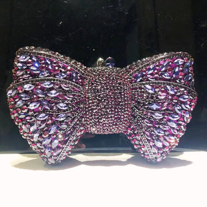 Newest Rhinestone Green/Black Clutch Purse Bow Luxury Diamond Women Red Evening Clutches Bags Wedding Bridal Bag Stones Handbags