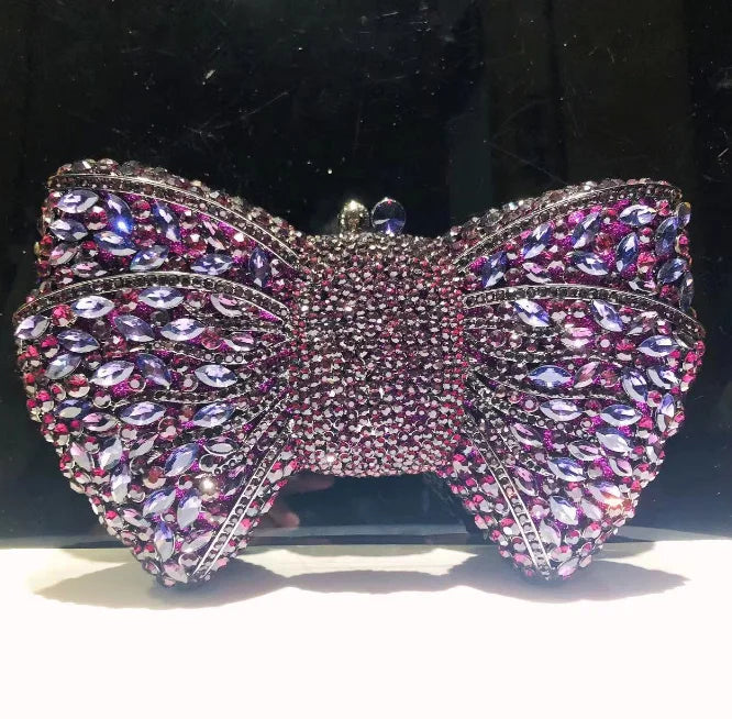 Newest Rhinestone Green/Black Clutch Purse Bow Luxury Diamond Women Red Evening Clutches Bags Wedding Bridal Bag Stones Handbags