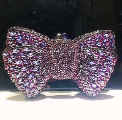Newest Rhinestone Green/Black Clutch Purse Bow Luxury Diamond Women Red Evening Clutches Bags Wedding Bridal Bag Stones Handbags