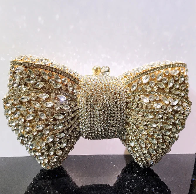 Newest Rhinestone Green/Black Clutch Purse Bow Luxury Diamond Women Red Evening Clutches Bags Wedding Bridal Bag Stones Handbags