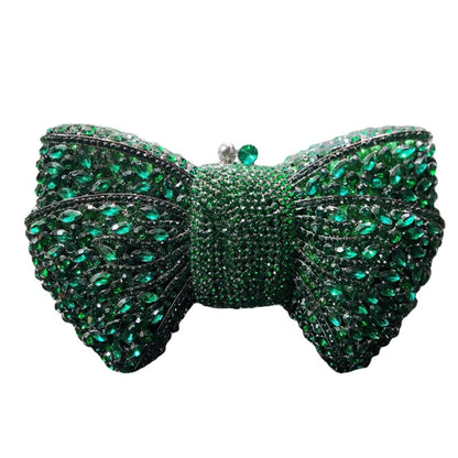 Newest Rhinestone Green/Black Clutch Purse Bow Luxury Diamond Women Red Evening Clutches Bags Wedding Bridal Bag Stones Handbags