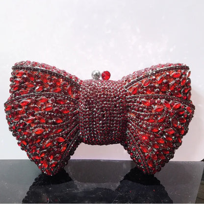 Newest Rhinestone Green/Black Clutch Purse Bow Luxury Diamond Women Red Evening Clutches Bags Wedding Bridal Bag Stones Handbags