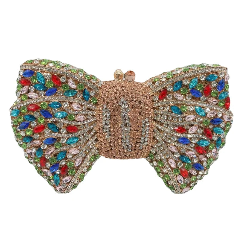Newest Rhinestone Green/Black Clutch Purse Bow Luxury Diamond Women Red Evening Clutches Bags Wedding Bridal Bag Stones Handbags