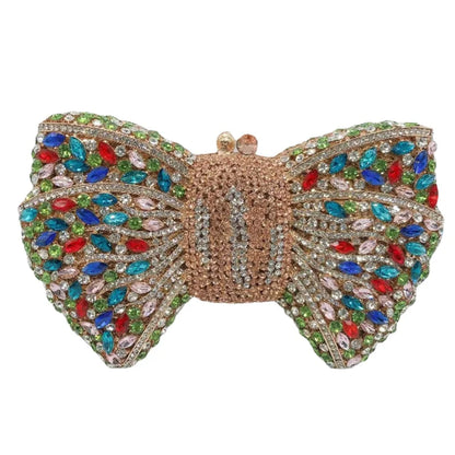 Newest Rhinestone Green/Black Clutch Purse Bow Luxury Diamond Women Red Evening Clutches Bags Wedding Bridal Bag Stones Handbags