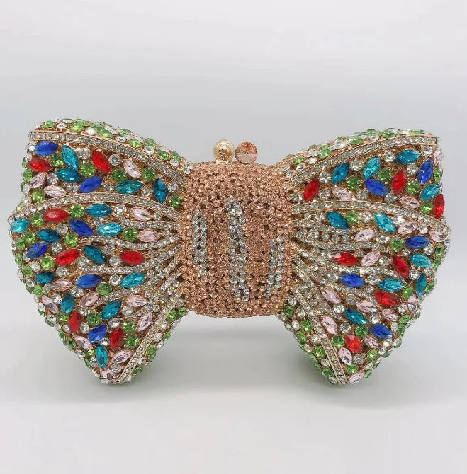 Newest Rhinestone Green/Black Clutch Purse Bow Luxury Diamond Women Red Evening Clutches Bags Wedding Bridal Bag Stones Handbags
