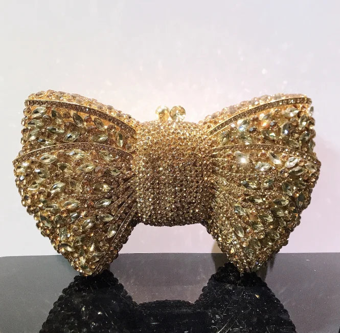 Newest Rhinestone Green/Black Clutch Purse Bow Luxury Diamond Women Red Evening Clutches Bags Wedding Bridal Bag Stones Handbags