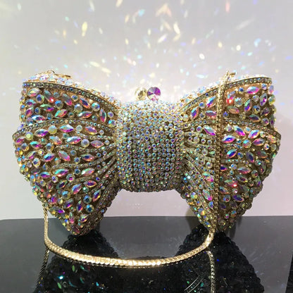 Newest Rhinestone Green/Black Clutch Purse Bow Luxury Diamond Women Red Evening Clutches Bags Wedding Bridal Bag Stones Handbags
