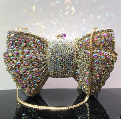 Newest Rhinestone Green/Black Clutch Purse Bow Luxury Diamond Women Red Evening Clutches Bags Wedding Bridal Bag Stones Handbags