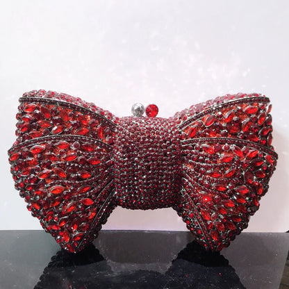 Newest Rhinestone Green/Black Clutch Purse Bow Luxury Diamond Women Red Evening Clutches Bags Wedding Bridal Bag Stones Handbags