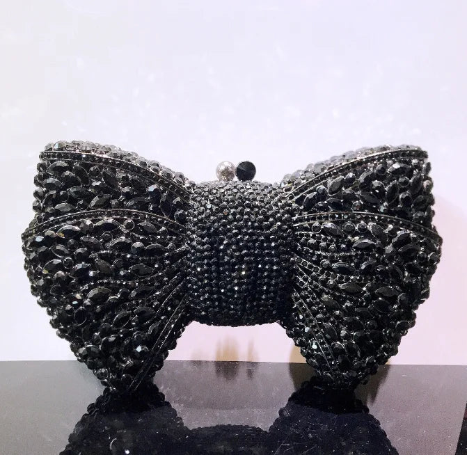 Newest Rhinestone Green/Black Clutch Purse Bow Luxury Diamond Women Red Evening Clutches Bags Wedding Bridal Bag Stones Handbags