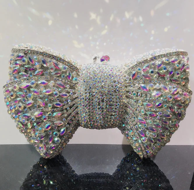 Newest Rhinestone Green/Black Clutch Purse Bow Luxury Diamond Women Red Evening Clutches Bags Wedding Bridal Bag Stones Handbags