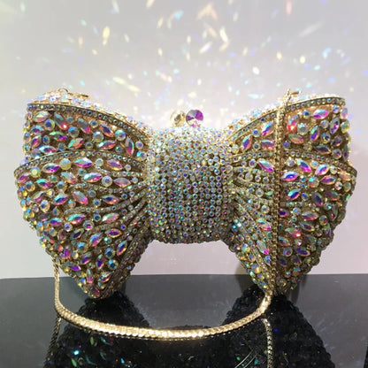 Newest Rhinestone Green/Black Clutch Purse Bow Luxury Diamond Women Red Evening Clutches Bags Wedding Bridal Bag Stones Handbags