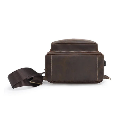 Newsbirds Bag Big Capacity Crazy Horse Pack Crossbody Backpack Vintage Style Leather Chest Bags