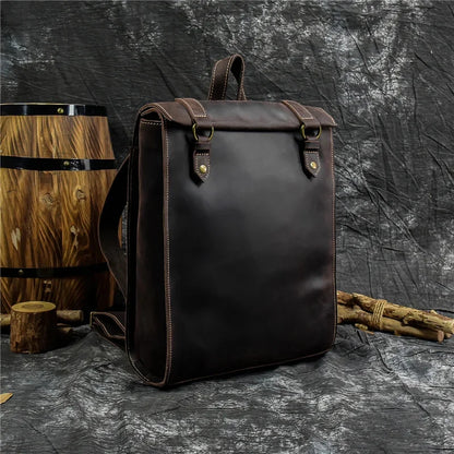Newsbirds Big Travel Full Grain Leather Travelling Outdoor Backpack Vintage Laptop Bagpack Men Male Daypack