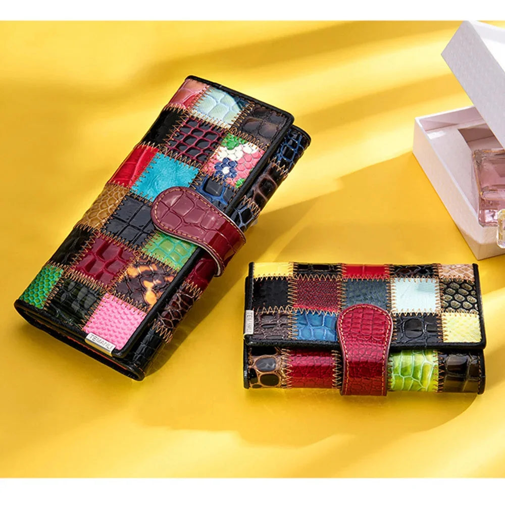 Newsbirds Fashion Women's Colorful Female Clutch Bags Genuine Leather Wallet For Women With Card Holder