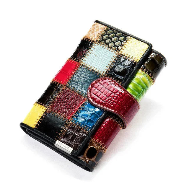 Newsbirds Fashion Women's Colorful Female Clutch Bags Genuine Leather Wallet For Women With Card Holder
