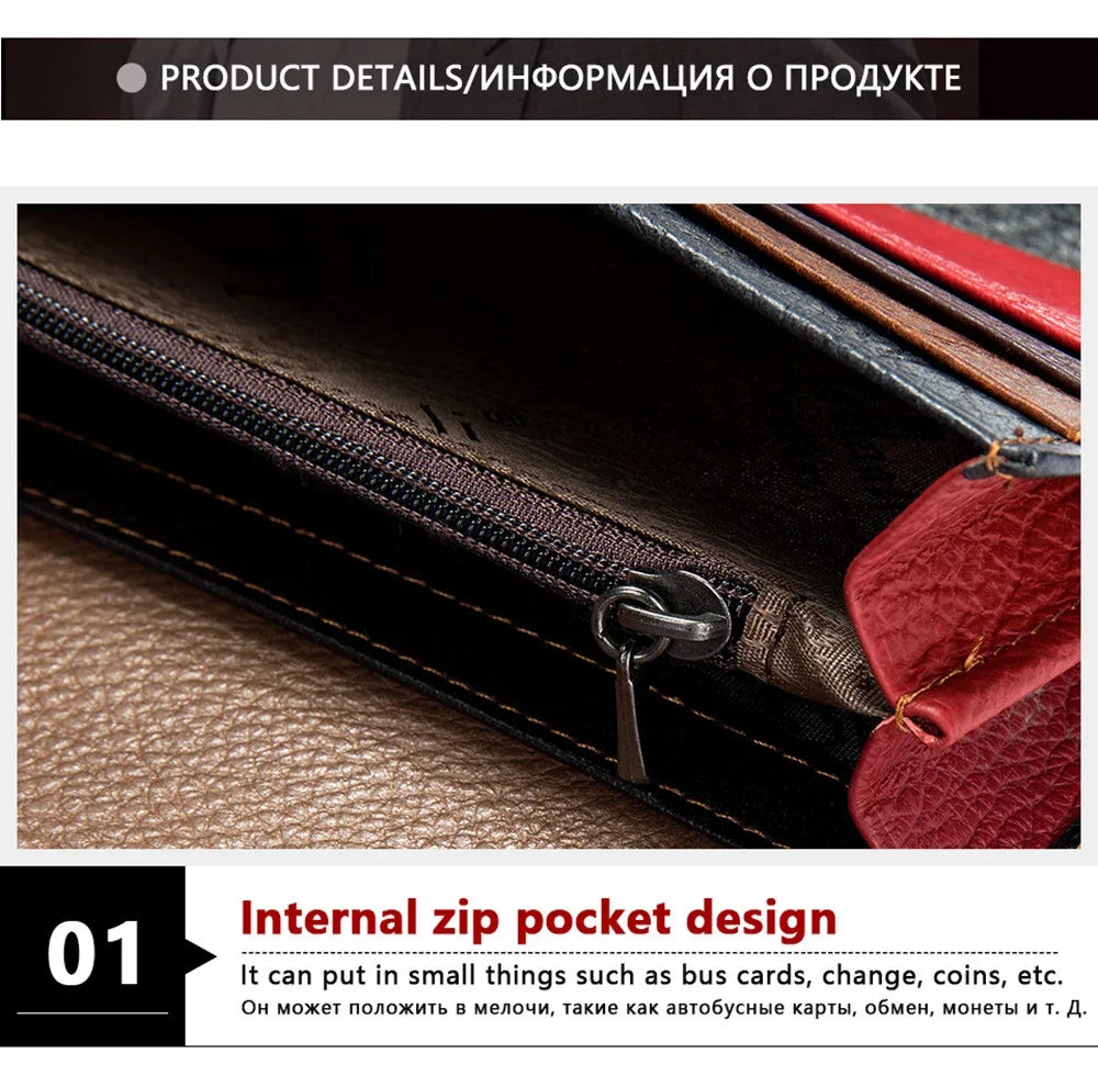 Newsbirds Fashion Women's Colorful Female Clutch Bags Genuine Leather Wallet For Women With Card Holder