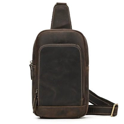 Newsbirds High Quality Big Real Cowhide s Crazy Horse Leather Men's Sling Bag Chest Pack For Man Male